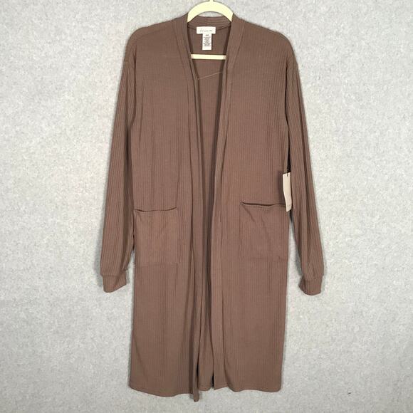 Anthropologie Duster Cardigan Small Ribbed Neutral Soft Cozy Minimalist Lagom - Picture 1 of 9
